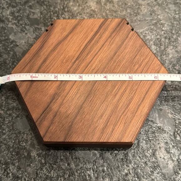 WALNUT WOODEN HEXAGON NECKLACE DISPLAY STAND - Picture 2 of 8